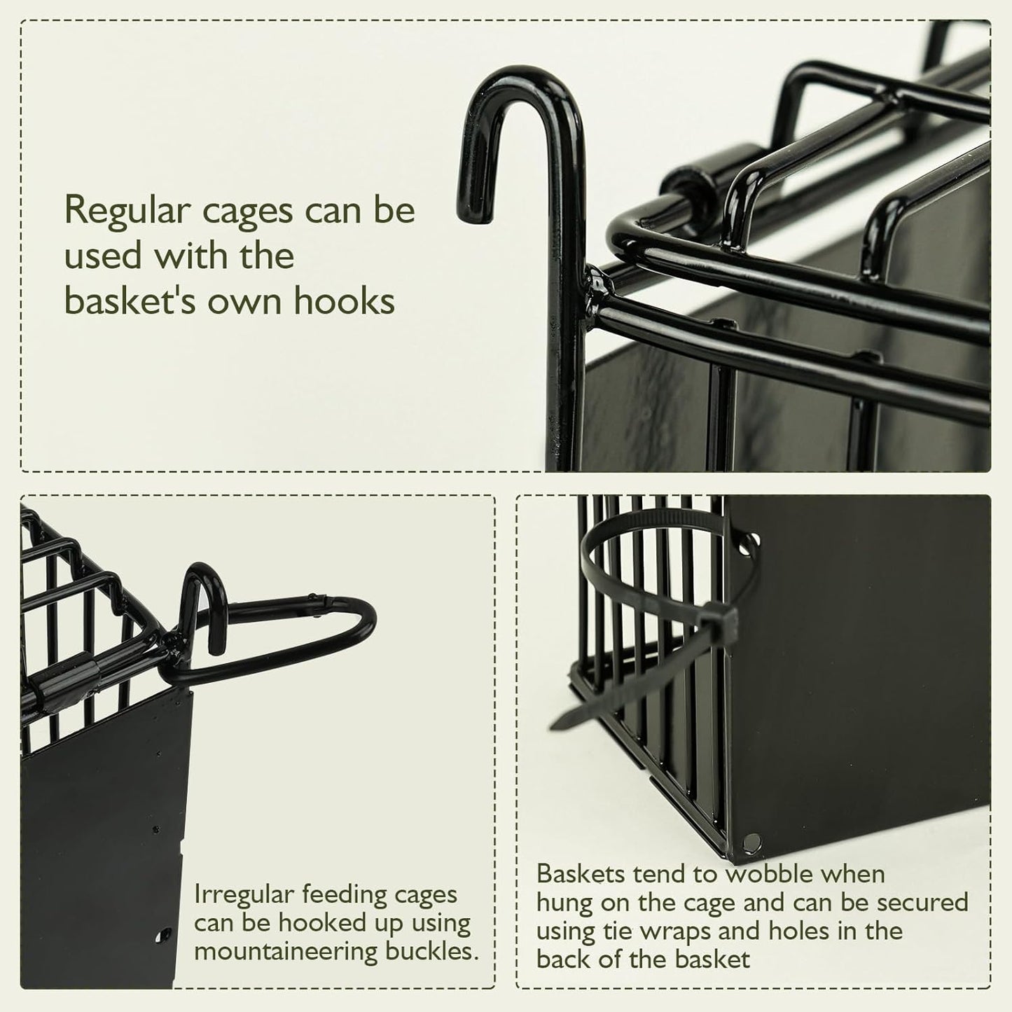 New Upgraded Rabbit Hay Feeder,Comes with Lid to Prevent Critters from Jumping in,Metal Frame Hay Rack with Adjustable Hook,for Rabbits Guinea Pigs Bunny Chinchillas Small Animals (Black)