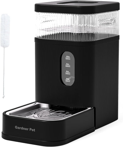 Gardner Pet Automatic Dog Water Dispenser Gravity Waterer with Stainless Steel Bowl Water Dispenser 8.5L Large Capacity Water Feeder with Filters for Dogs Cats Pets, BPA-Free Noise-Free (Black, 8.5L)