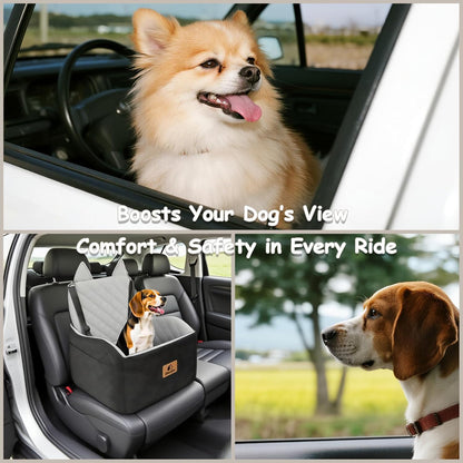 Dog Car Seat up to 35lbs – 6'' Elevated Dog Booster Seat & Travel Bed, Machine Washable, No Installation, 2 Safety Leashes, Storage Pockets, Fits Front & Back Seats