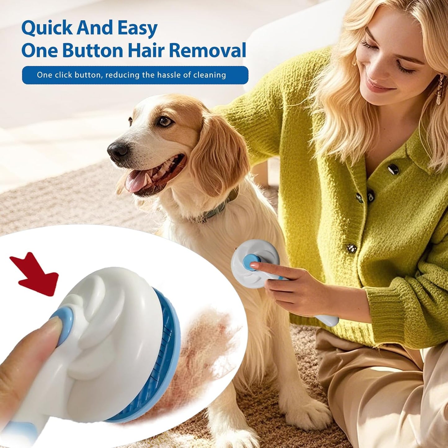 4Piece Dog Grooming Brush Set with Grooming Gloves, Deshedding Comb & Massage Bath Brush - Multifunctional Pet Hair Removal Tools for Shedding, Bathing, Brushing (Blue)