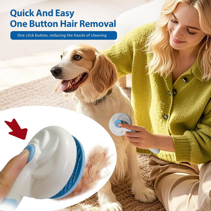 4Piece Dog Grooming Brush Set with Grooming Gloves, Deshedding Comb & Massage Bath Brush - Multifunctional Pet Hair Removal Tools for Shedding, Bathing, Brushing (Blue)