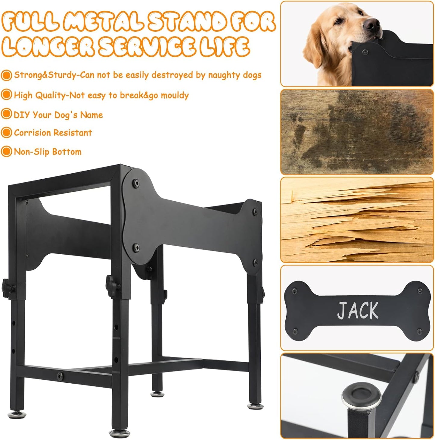 BWOGUE 3 Gal Elevated Large Dog Water Bowl, Raised Stainless Steel Bowl Stand Large Breed, 4 Height Adjustable (9", 11", 13", 15") Non-slip Dog Feeding Station for Joint Pressure Relief Indoor Outdoor