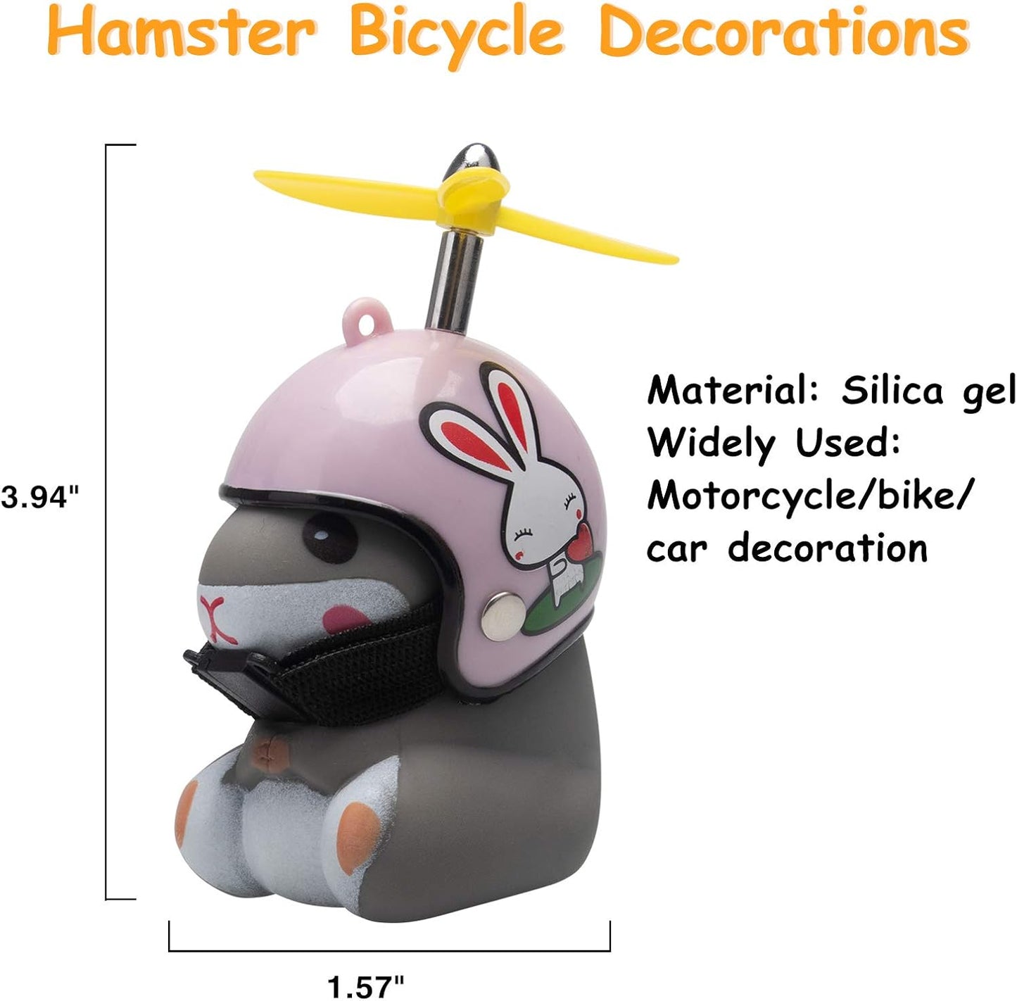 wonuu Duck Bike Bell with Light and Helmet Cute Hamster Bicycle Horn, Dashboard Decoration Hamster Toy Motorcycle Bike Bells Rubber Duck Car Dashboard Decorations