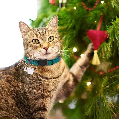 Unique style paws 2 Pack Christmas Kitten Collar Breakaway with Bell & Pendant, Adjustable Safety Cat Cotton Collars for Girl Boy Cats and Small Pets