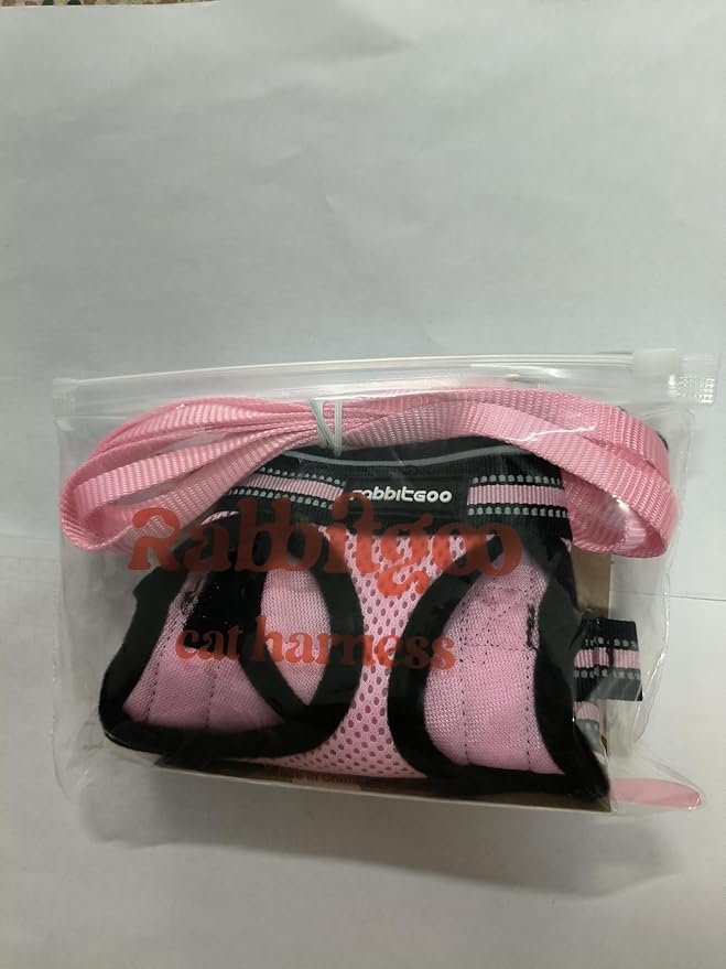 rabbitgoo Cat Harness and Leash Set for Walking Escape Proof, Adjustable Soft Kittens Vest with Reflective Strip for Cats, Comfortable Outdoor Vest, Pink, M
