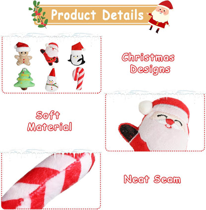 FOIMAS 6pcs Christmas Catnip Toys,Xmas Cat Toys Plush Santa Claus Snowman Tree Interactive Chew Bite Toys for Cat Kitten Indoor