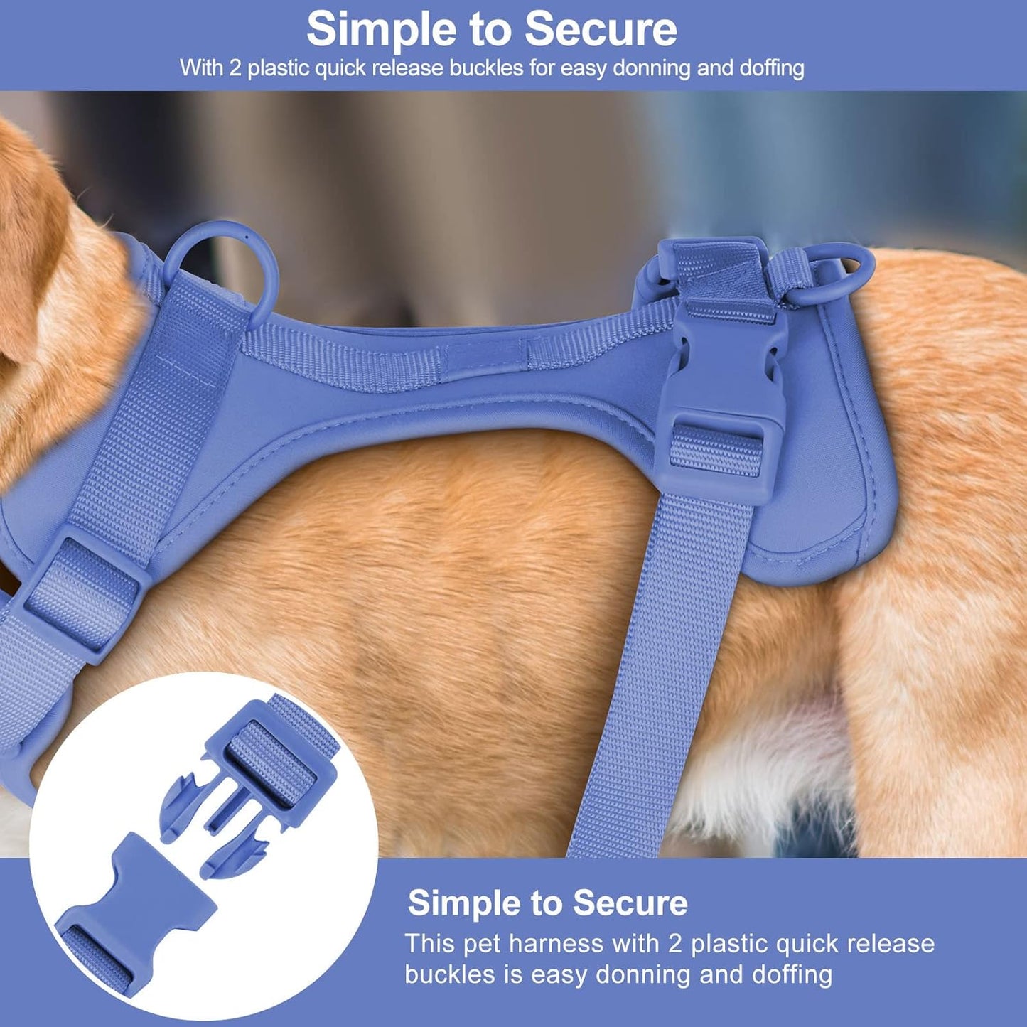 Wisedog No Pull Lightweight Dog Vest Harness with Soft and Comfortable Cushion, Breathable Mesh, for Small Medium Large Dogs Walking (XS(Neck: 7.48"-10.63";Chest: 10.63"-15.35"), Blue)