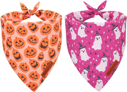 ADOGGYGO Halloween Dog Bandana, Pumpkin Ghost Pet Scarf, Premium Durable Fabric, Adjustable Fit Halloween Bandanas for X-Large Dogs Pets (X-Large)
