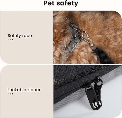Dog Car Carrier Light Weight, Dog Carrier for Cars Easy to Assemble, Dog Cars Crate Portable and Breathable, Foldable Pet Carrier for Both Indoor and Outdoor Use, Dogs Travel Crate with Curtain Brown
