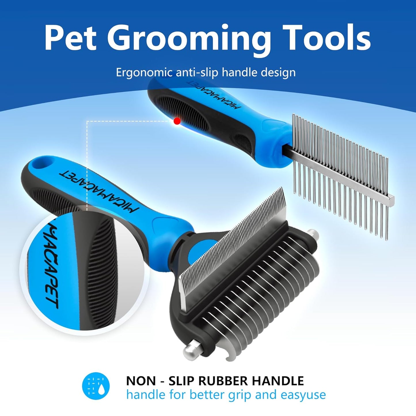 Pet Grooming Set with Shedding Brush and Dematting Comb，Brush for Small Breed Dogs，Cat Shedding Brush，Stainless steel teeth remove tangled hair，Pet Grooming Tools-Small