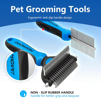 Pet Grooming Set with Shedding Brush and Dematting Comb，Brush for Small Breed Dogs，Cat Shedding Brush，Stainless steel teeth remove tangled hair，Pet Grooming Tools-Small