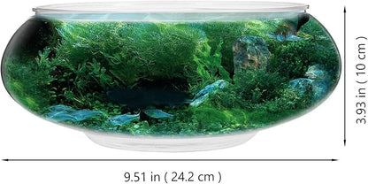 Kisangel Plastic Fish Bowl Round Bubble Bowl 2800ml Desktop Terrarium Ball Goldfish Tank Wide Mouth Air Plant Vase Hydroponic Succulent Flower Planter for Home Office