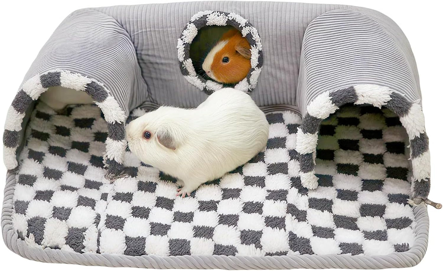 Guinea Pig Hideout Tunnel with Warm Bed for Small Pet 3 Cave Small Animal Tunnel Toy Cages Grey