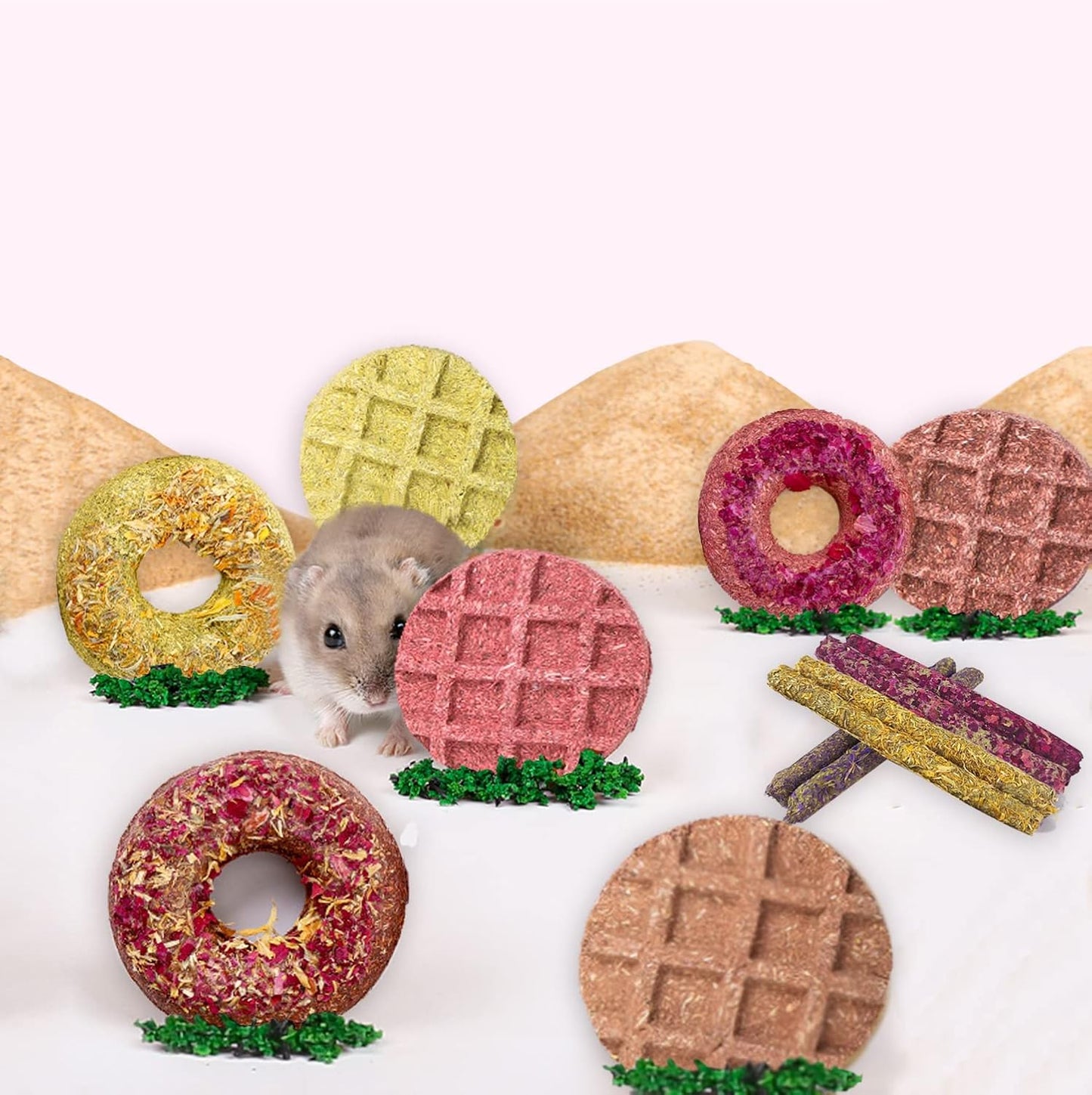 Dbeans Flourishing Rabbit Chew Toys 20PCS, Various Tastes, Rabbit Treats and Toys for Bunnies and Guinea Pigs, Promotes Dental Care and Digestion