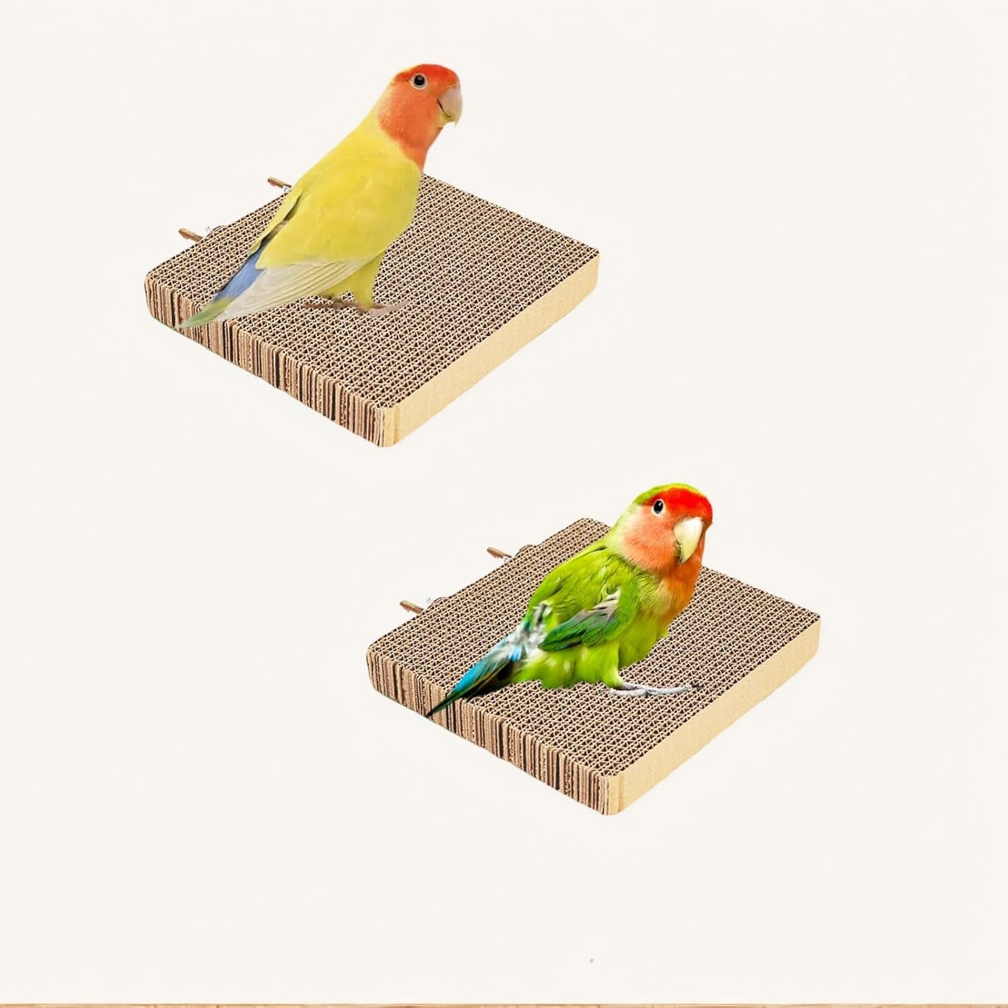 2-Pack Bird Platform Perch | Foraging & Shredding Toy for Parakeets Cockatiels Conures | Chewable Cardboard Perch Stand for Small Parrots Cage
