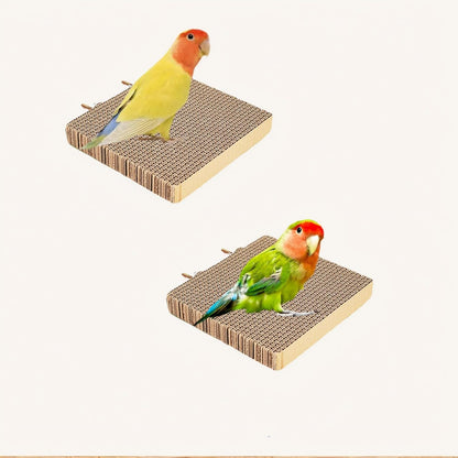 2-Pack Bird Platform Perch | Foraging & Shredding Toy for Parakeets Cockatiels Conures | Chewable Cardboard Perch Stand for Small Parrots Cage