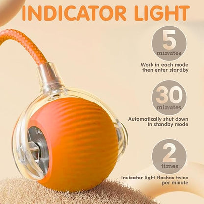 Rocfish Durable Interactive Cat Toys for Indoor Cats, Smart Automatic Cat Chase Ball Toy, Upgraded Speedy Tail Kitten Toy for Bored Indoor Adult Pets (Orange)