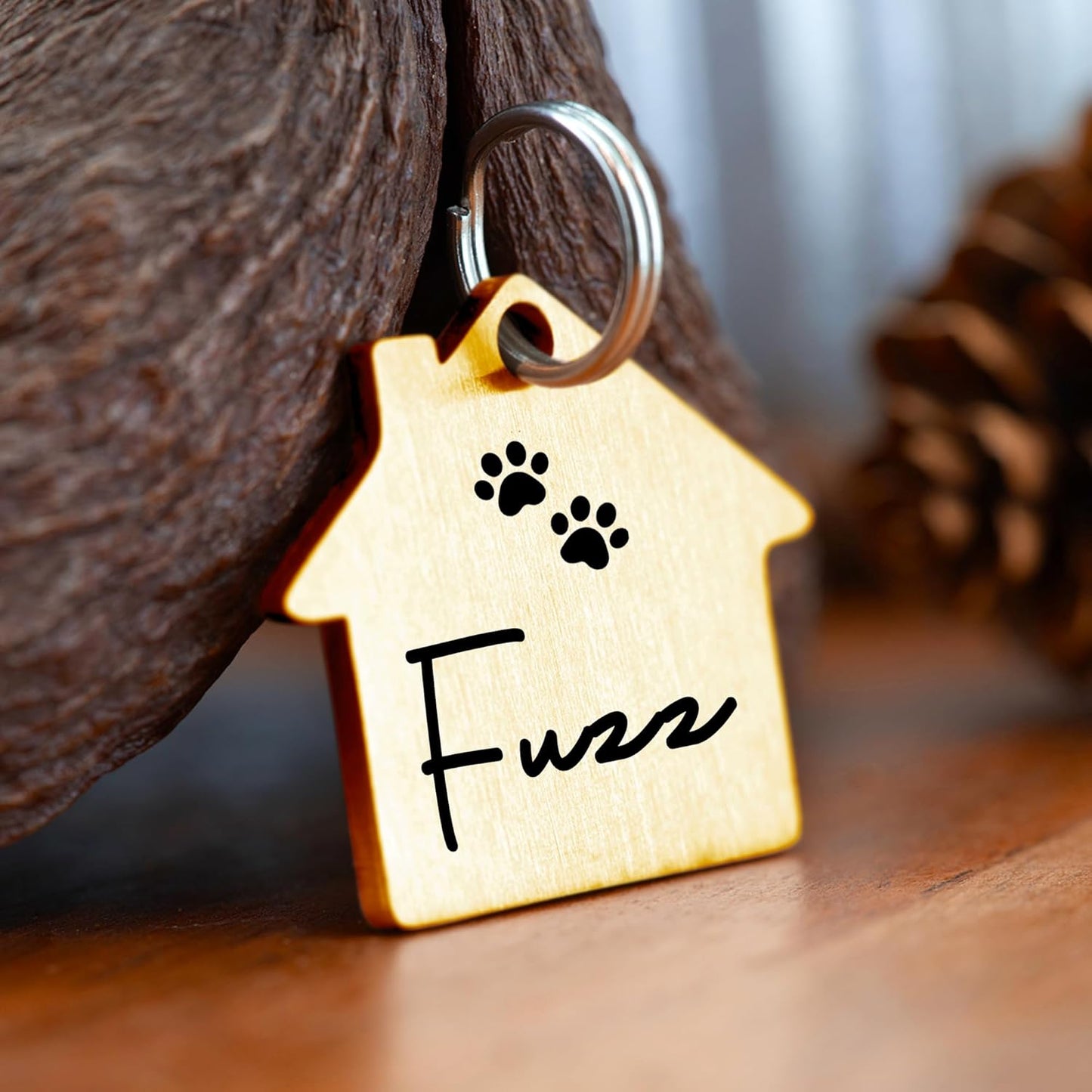 Ultra Joys Cat ID Tag Personalized Pet Tags, Durable Stainless Steel Small Pet Mini Dog Cat Tag Lightweight - House Tag in Gold