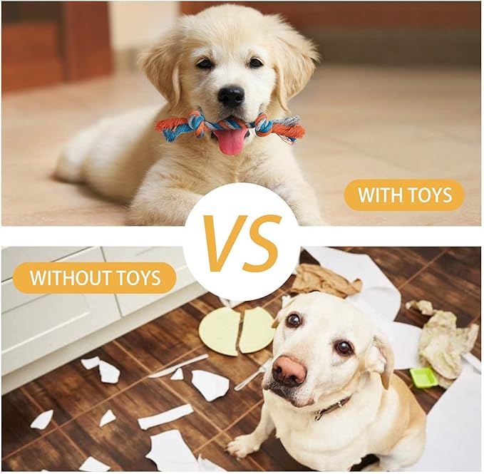 Toozey 7 Pack Small Dog Toys, Puppy Teething Toys, Durable Ropes Chew Toys, Cute Calf Squeaky Dog Toys, Non-Toxic and Safe