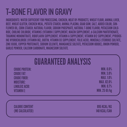 A Strong Heart Wet Dog Food, T-Bone Flavor in Gravy - 5.5 oz Cans (Pack of 24), Made in The USA with Real Beef