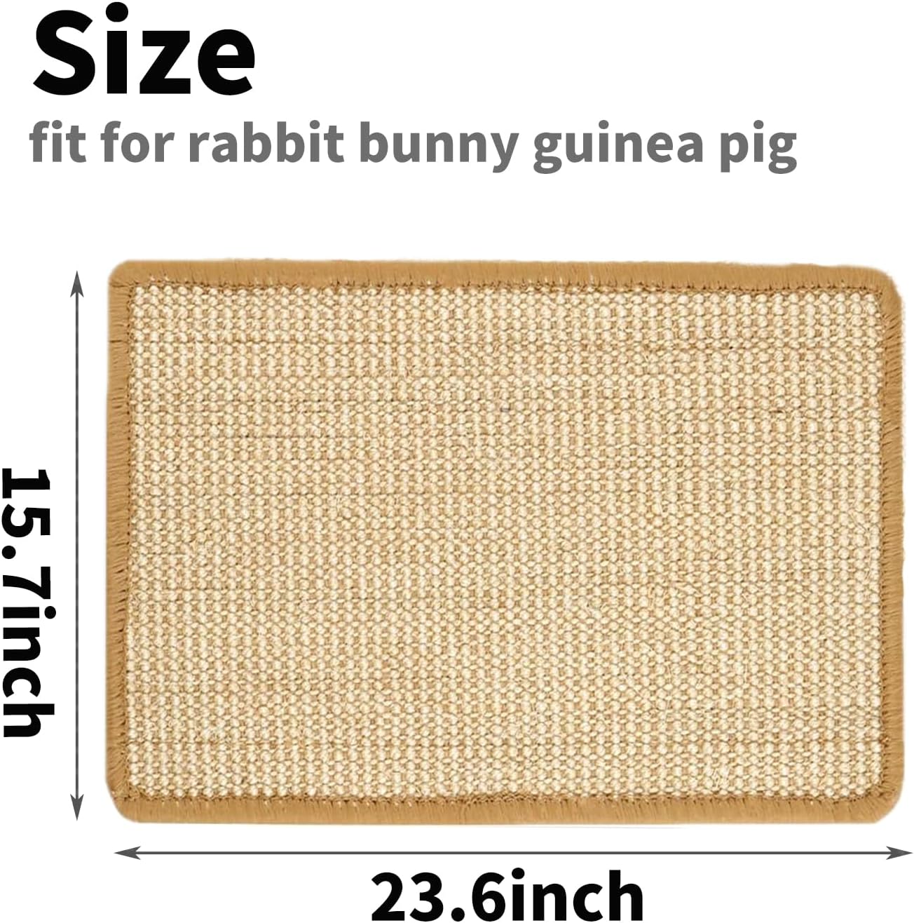 PODOO Bunny Scratch Pads, Sisal Rabbit Scratching Pad, Natural Rabbit Resting Mats for Cages, Forage Grass Mat Indoor Essentials Accessories for Guinea Pig Cat (2Pcs, 23.6 x 15.7 inches)