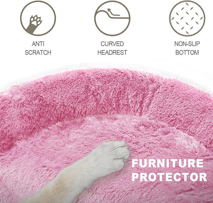 Tinaco Luxurious Calming Dogs/Cats Bed Mats, Dog Pad Washable Removable Couch Cover, Plush Long Fur Mat for Pets, Waterproof Lining, Perfect for Small, Medium and Large Dogs and Cats (Pink, 53"x39")