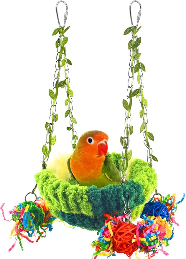 KATUMO Bird Nest, Conure Breeding Bed Parrotlet Snuggle Nest Lovebird Bed Bird Swing Bed for Small Birds, Size Small