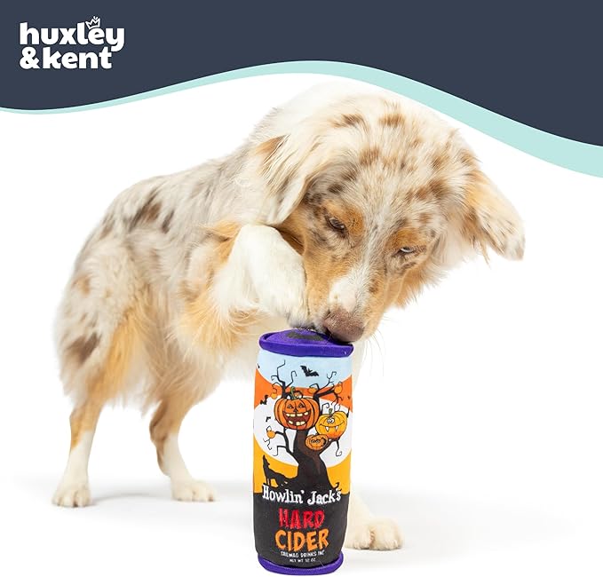 Huxley & Kent Halloween Funny Dog Toy w/Squeaker – Power Plush Squeaky Dog Toys for Small, Medium & Large Dogs – Soft Stuffed Animal for Indoor Play & Fetch - Howlin' Jacks Hard Cider, One Size