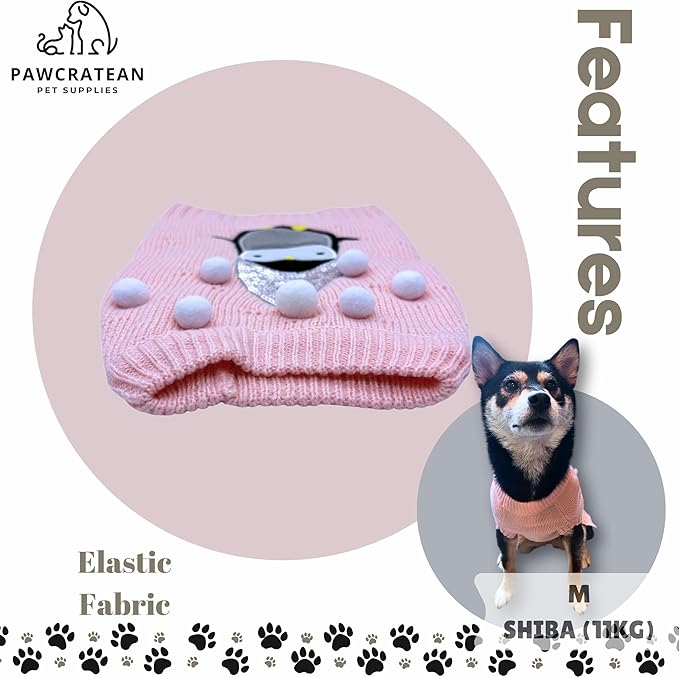 Cute Sweater for Dogs and Cats Soft Flannel Pet Outfit Warm and Cozy Animal Hoodie Small to Large Pet Clothes for Halloween Parties and Everyday Wear (Large, Pink Pinguin)