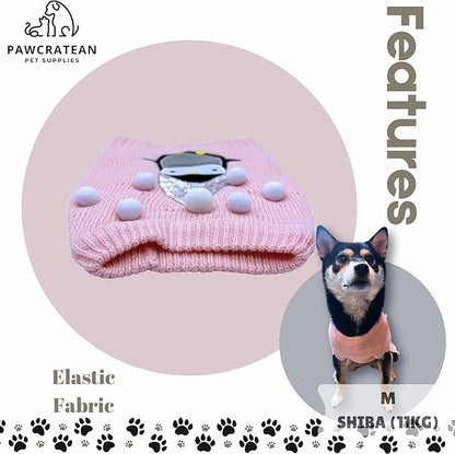 Cute Sweater for Dogs and Cats Soft Flannel Pet Outfit Warm and Cozy Animal Hoodie Small to Large Pet Clothes for Halloween Parties and Everyday Wear (Large, Pink Pinguin)