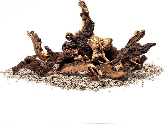 Ultum Nature Systems Driftwood - Mopani Wood - Natural Aquarium Hardscape for Planted Tank Aquascaping - Fish, Crab, Reptile, Bird, Paludarium Enclosure Structure, Terrarium Decor - LRG 3Pc, 17-22"