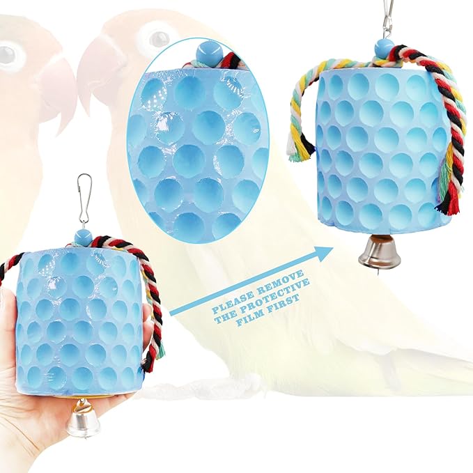 Bird Beak Grinding Stone, Parrot Chew Toys with Bells, Bird Toys, Cage Accessories for African Grey, Amazon Parrots, Budgies, Cockatiels, Lovebirds, Conures, Quakers, Small to Medium Birds