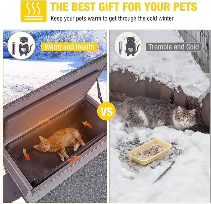 Aivituvin Outdoor Cat House Insulated Feral Cat Shelter for Winter Outside Weatherproof