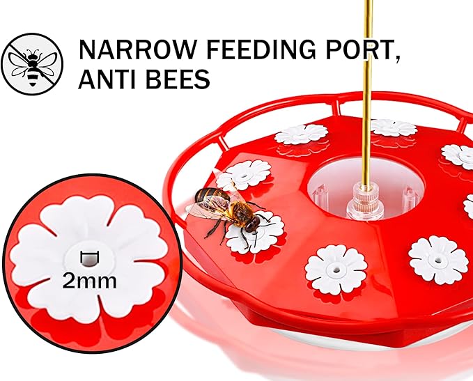 eWonLife Hummingbird Feeder for Outdoors Hanging, Humming Bird feeders, Easy to Clean and Fill, Leak Proof, 2 Pack Saucer Feeder for Birds, with Clean Brush and 8 Feeding Ports (16 OZ/Pack)