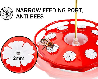eWonLife Hummingbird Feeder for Outdoors Hanging, Humming Bird feeders, Easy to Clean and Fill, Leak Proof, 2 Pack Saucer Feeder for Birds, with Clean Brush and 8 Feeding Ports (16 OZ/Pack)