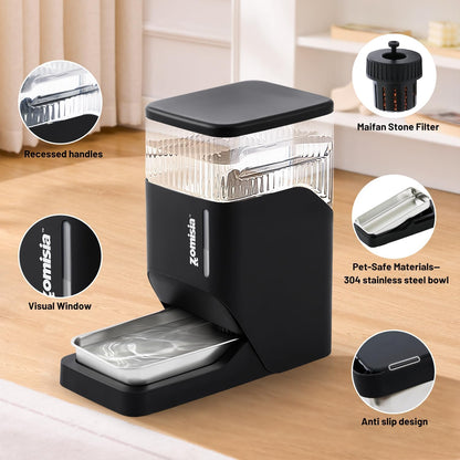 Automatic Dog Water Dispenser 11L with Stainless Steel Bowl, Gravity Extra Large Capacity Water Bowl for Large-Sized Dogs, 3 Gallon Pet Waterer 100% BPA Free, White