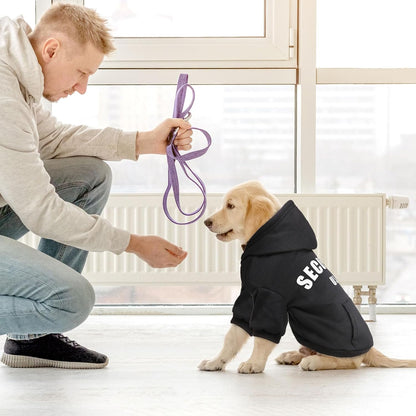Dog Sweaters for Small Dogs Security Dog Hoodie Warm Cozy Brushed Fleece Interior Clothes with Pocket Hoodie for Small Dogs Puppy Sweatshirt(S)
