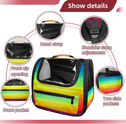 Colorful Rainbow Stripes Traveler Backpack Pet Carriers for Cats and Dogs