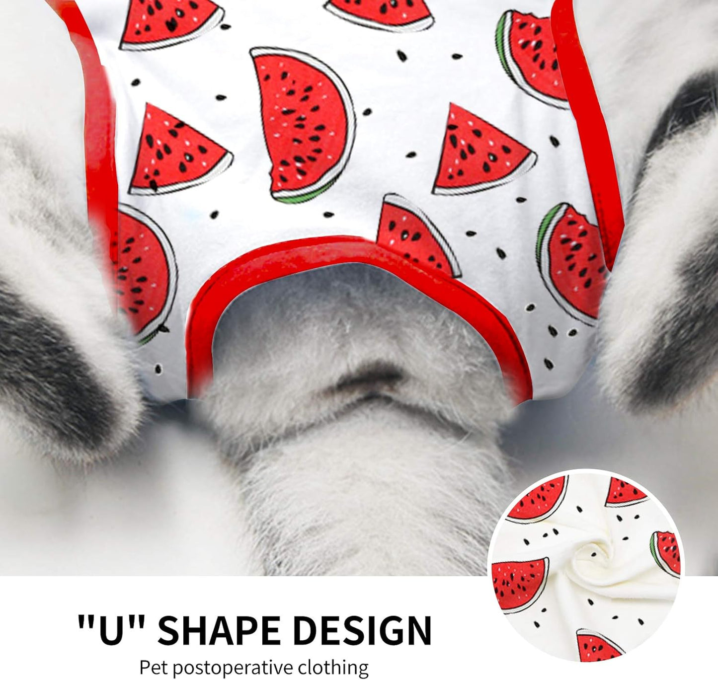 Cat Professional Surgical Recovery Suit,E-Collar Alternative for Cats Dogs,After Surgery Wear, Pajama Suit,Home Indoor Pets Clothing (M (6-8 1bs), Watermelon)