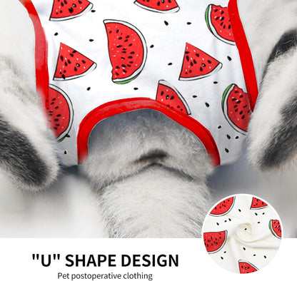 Cat Professional Surgical Recovery Suit,E-Collar Alternative for Cats Dogs,After Surgery Wear, Pajama Suit,Home Indoor Pets Clothing (M (6-8 1bs), Watermelon)