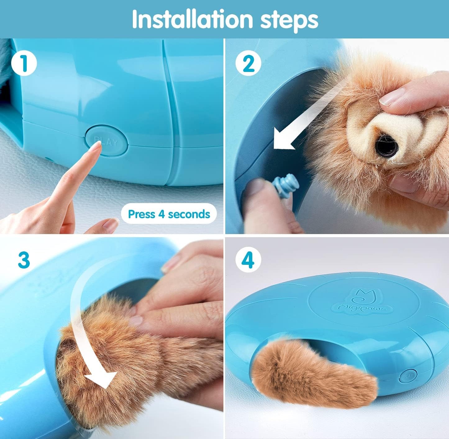 Migipaws Hide & Seek Replacements - 2 Plush Balls & Tails with Catnip, Kitty Kitten Catnip Exercise Toys