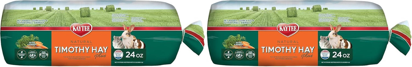 Kaytee Timothy Hay Plus Carrots for Pet Guinea Pigs, Rabbits & Other Small Animals, 24 oz (Pack of 2)