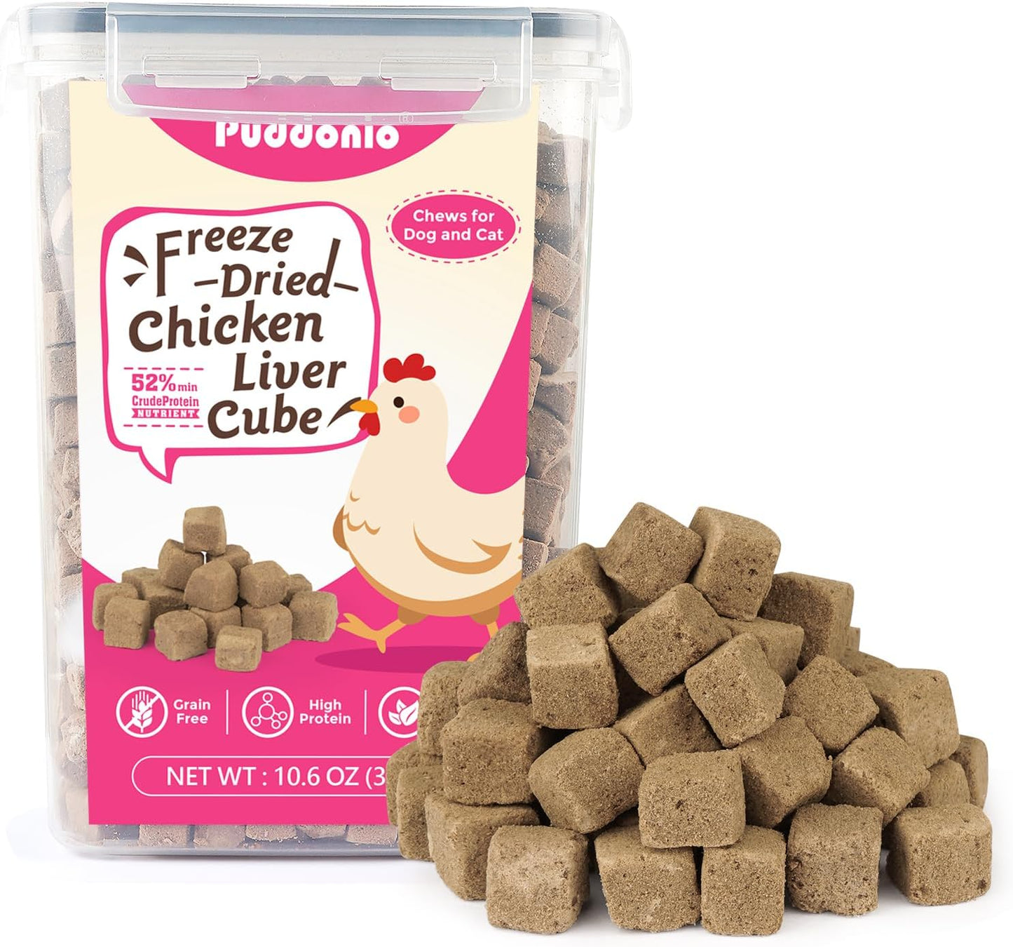 Freeze Dried Cats & Dogs Raw Treats, All Natural Single Ingredient Chicken Liver, High Protein Healthy Pet Training Treats or Food Topper, 10.6 oz