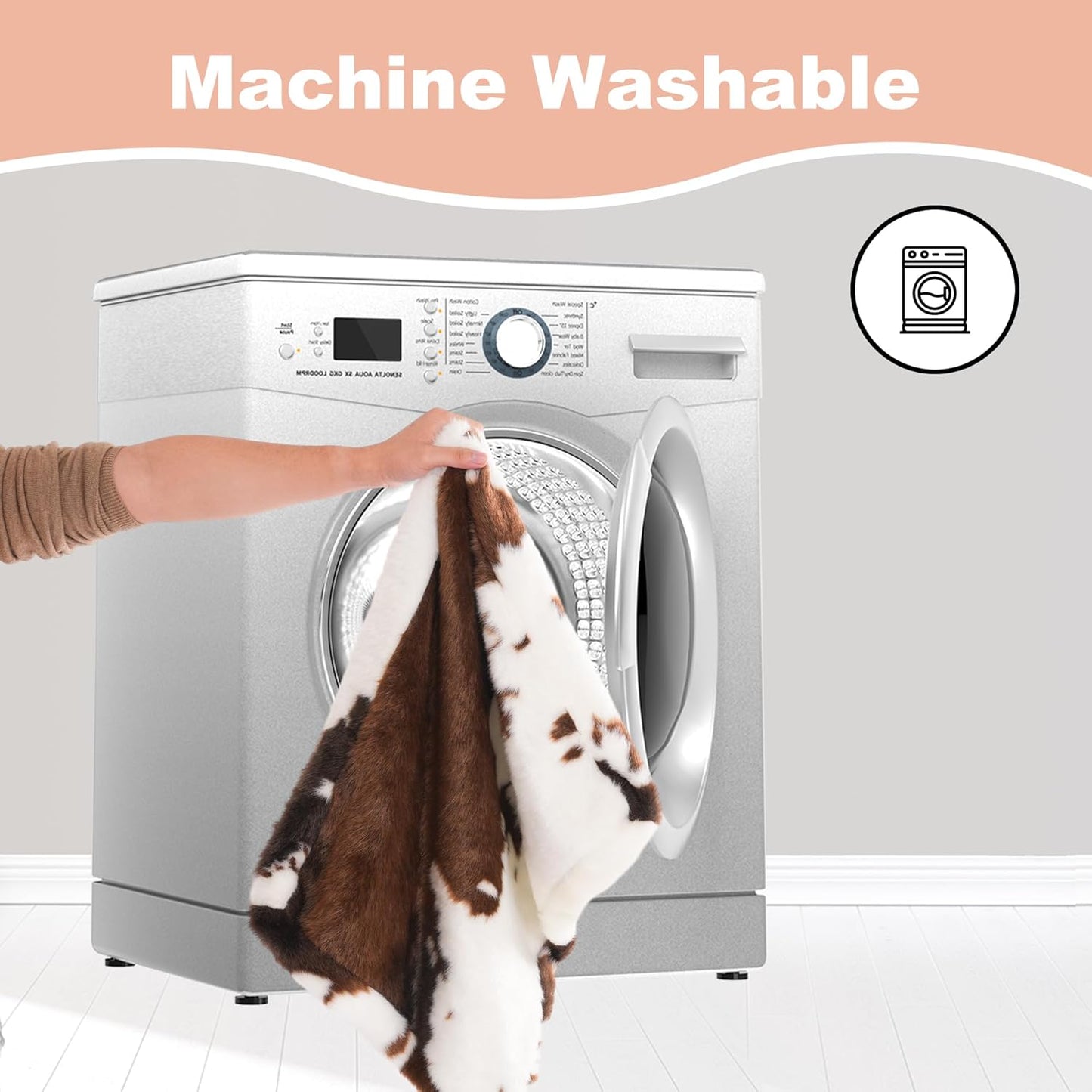 Bedfolks Waterproof Crate Bed, Plush Dog & Cat Bed with Removable Washable Cover, Faux Fur Kennel Pad, 17"x12", Cow Print