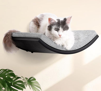 Cat Wall Shelf, Curved Cats Wall Bed, Wall Mounted Cat Grey Climbing Shelves for Sleeping, Playing, and Lounging