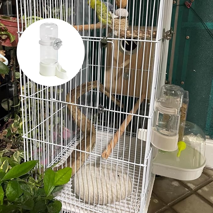 2PCS 140ml Bird Water Dispenser Automatic Drinking Bottles, Transparent Drinker Cages No Mess Suspended for Cockatiel Budgie Conure Lovebirds