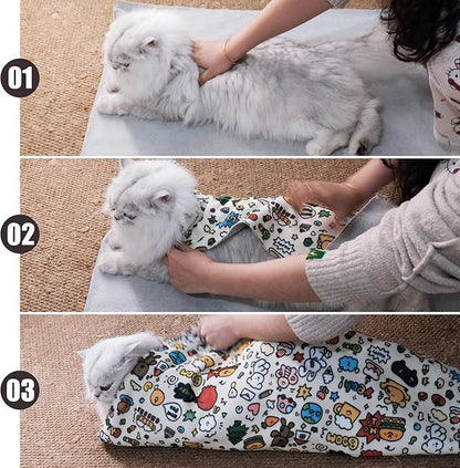 35.5" Cat Grooming Wrap Cat Wrap for Cutting Nails Cat Restraint for Nail Clipping Cat Swaddle Wrap Cat Burrito Wrap XL(Within 22lbs) Anti-Scratch Anti-Escape Multifunctional Pet Tool