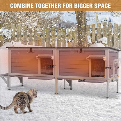 GUTINNEEN Outdoor Cat House Insulated for Winter Weatherproof Feral Cat Shelter