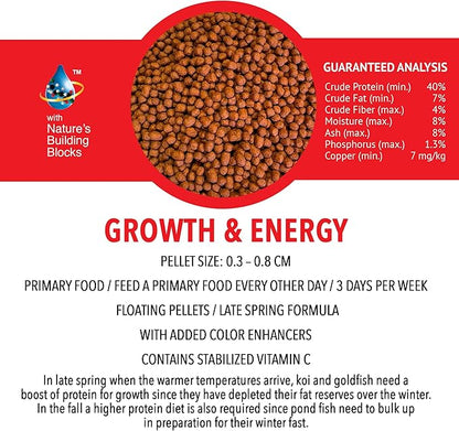 MICROBE-LIFT MLLHGESM High Growth and Energy Floating Fish Food Pellets for Ponds, Water Gardens, and Fountains, Safe for Live Goldfish and Koi, 12 Ounces