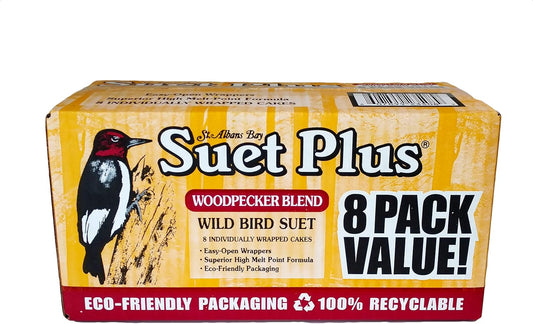 ST. ALBANS BAY SUET PLUS Bird Suet Variety Packs | 11 oz. Bird Suet Cakes | (Woodpecker, 8 Pack)